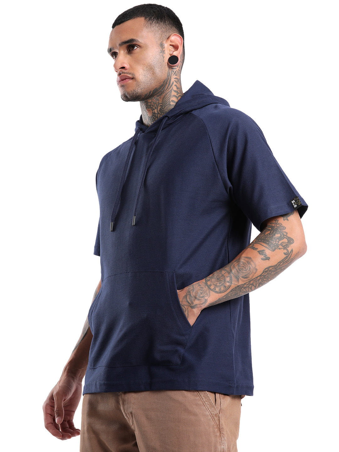 Premium Solid Navy Half Sleeve Hoodie