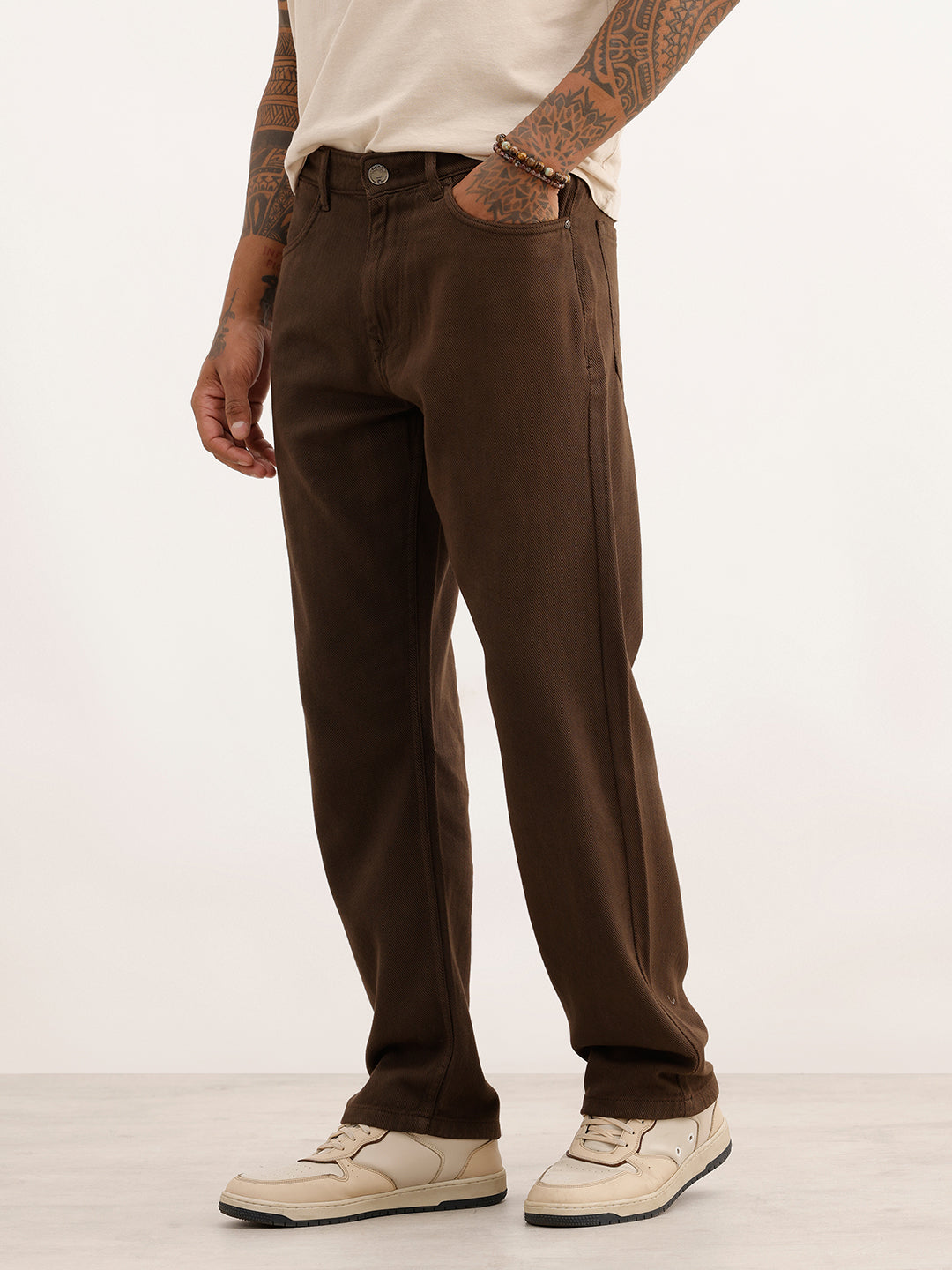 Solid Anti Fit Denim Jeans | Khaki