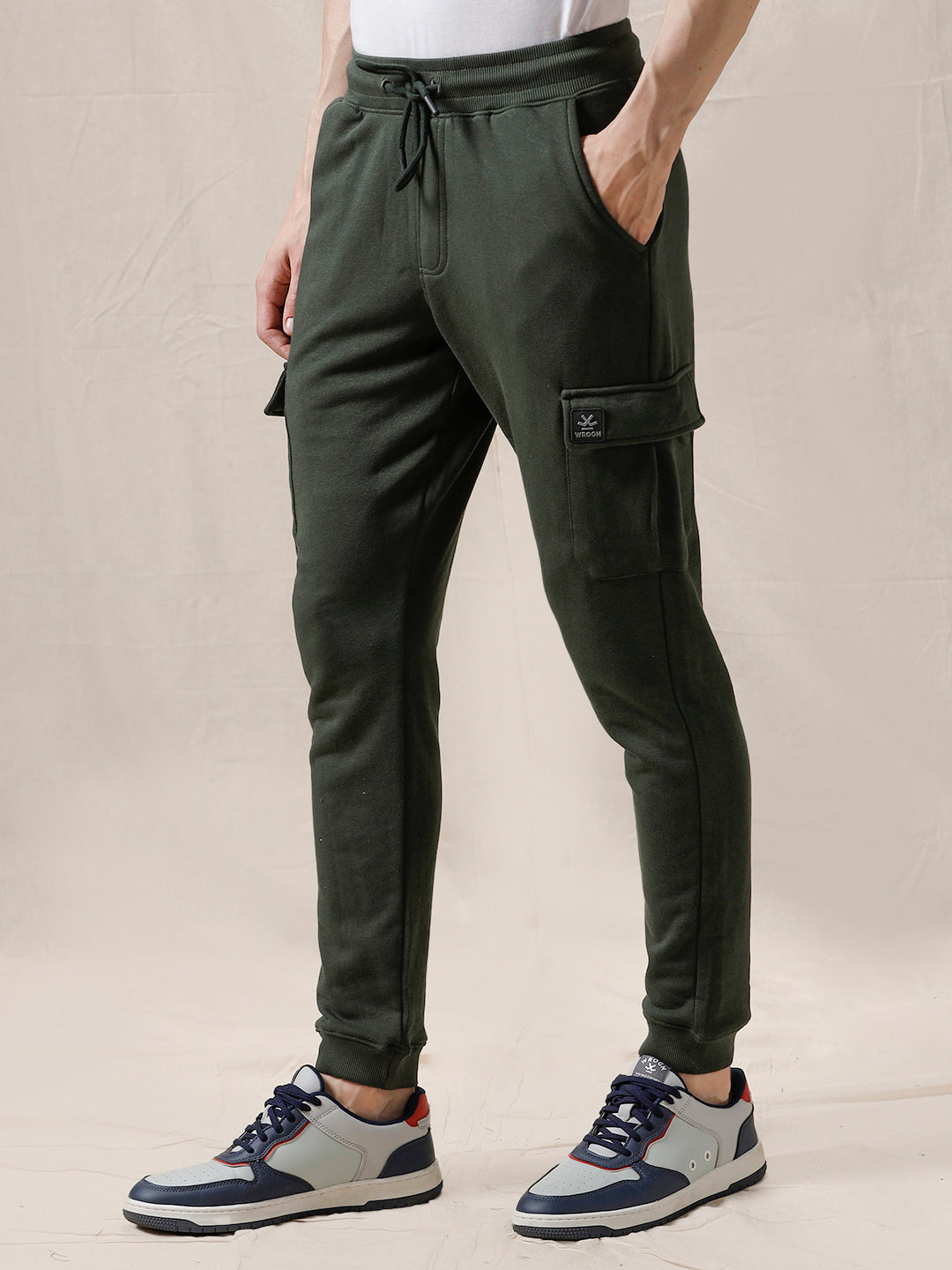 Solid Mid Rise Cargo Jogger