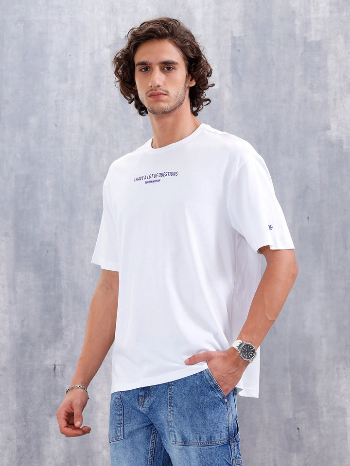 Casual Men Oversized Fit Tee With Graphic | White