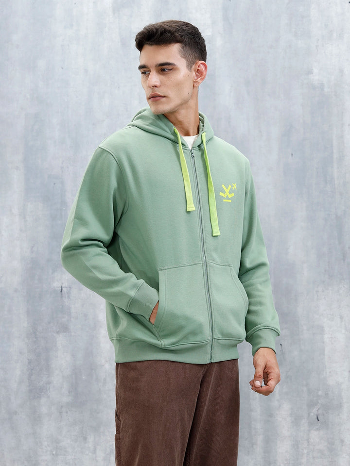 Men’S Solid Zip-Up Hoodie Sweatshirt | Green