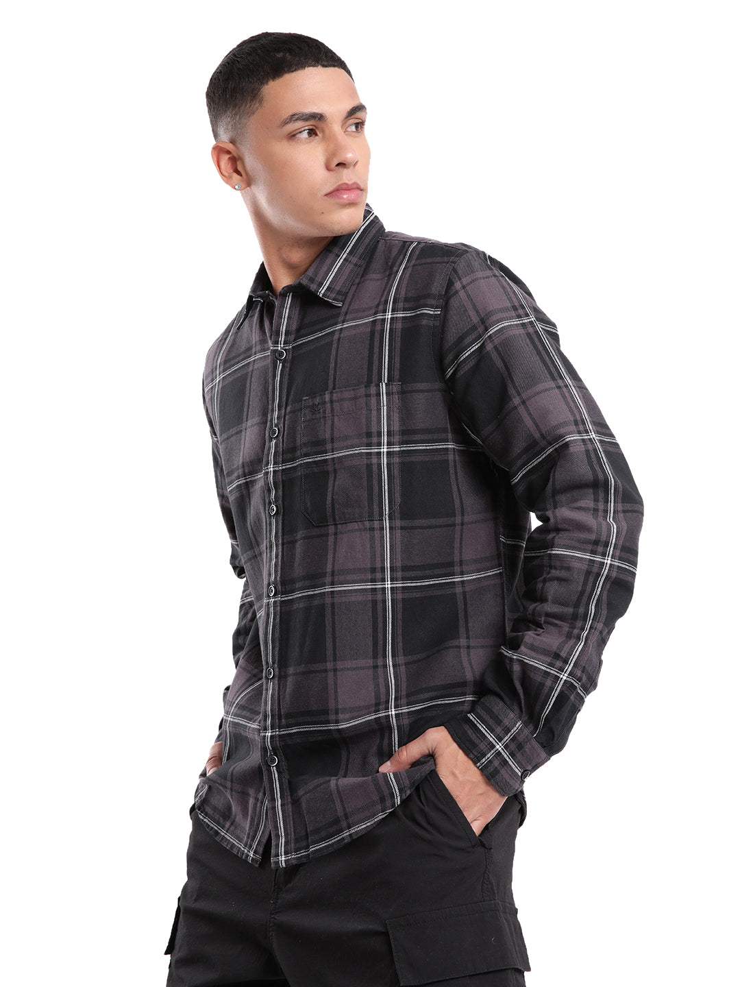 Basic Black Checked Cotton Shirt