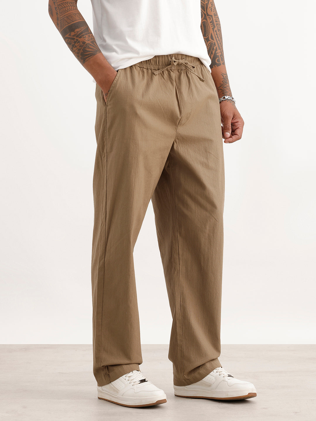 Solid Loose Fit Trouser | Khaki