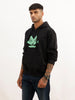 Comfort Fit Placement Printed Hoodie | Black