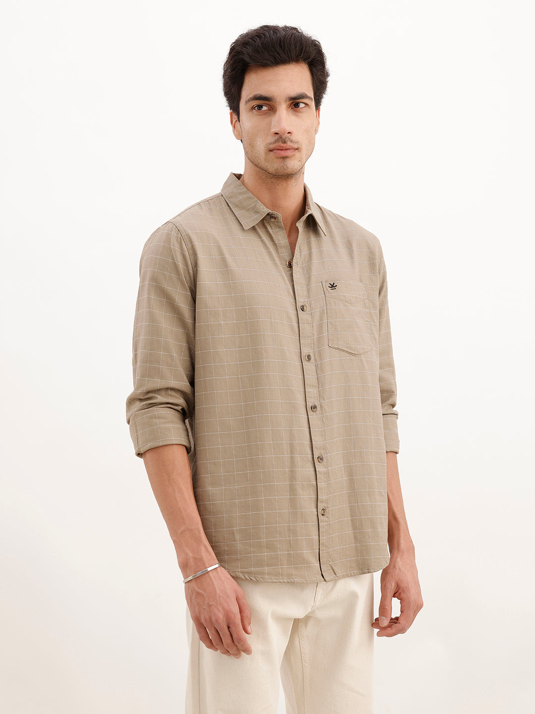 Classic Regular Fit Checkered Shirt | Khaki