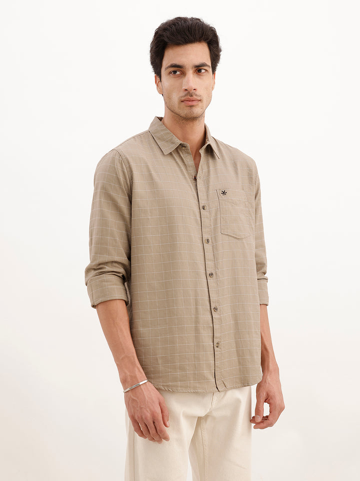 Classic Regular Fit Checkered Shirt | Khaki