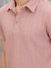 Jacquard Textured Knit Polo In Slim Fit  |  Pink