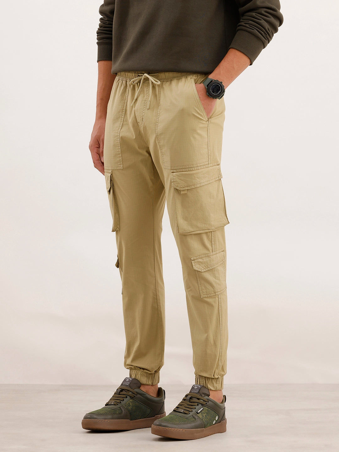 Textured Cargo Jogger | Khaki
