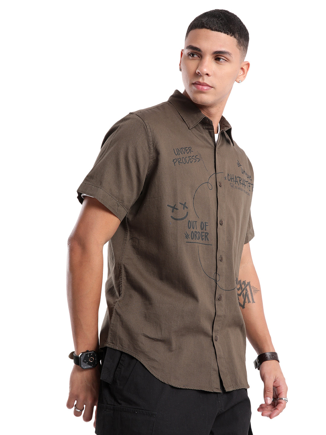 Classic Dark Olive Printed T-Shirt