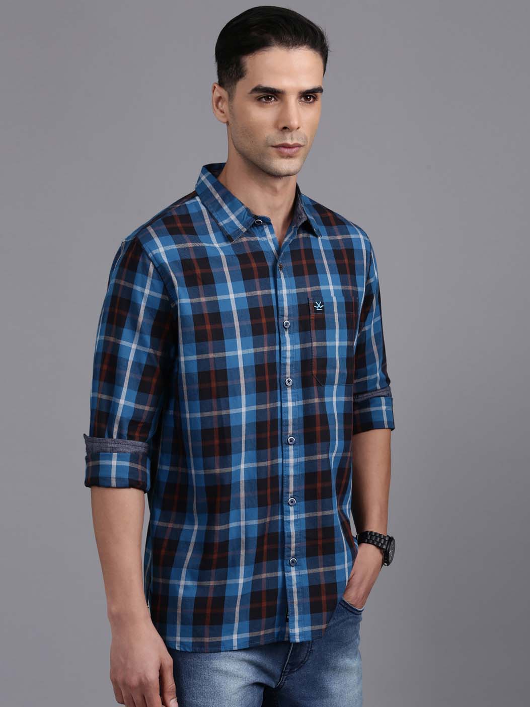 Blue Blocks Checked Shirt