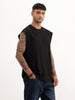 Oversized Fit Cut Off Sleeves T-Shirt | Black