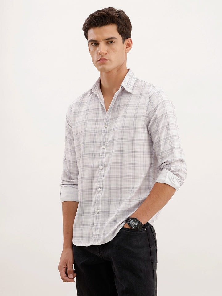 Regular Fit Checkered Shirt | Off White