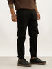 Solid Slim Fit Cargo Jogger | Black