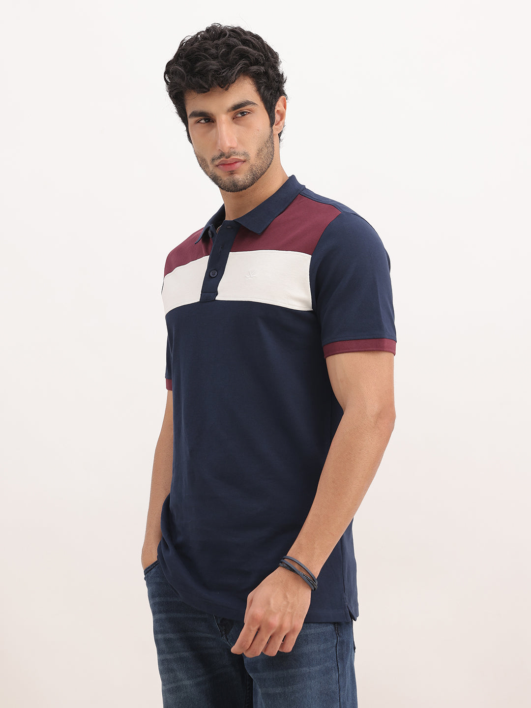 Classic Slim Fit Cut & Sew Polo T-Shirt | Navy Blue