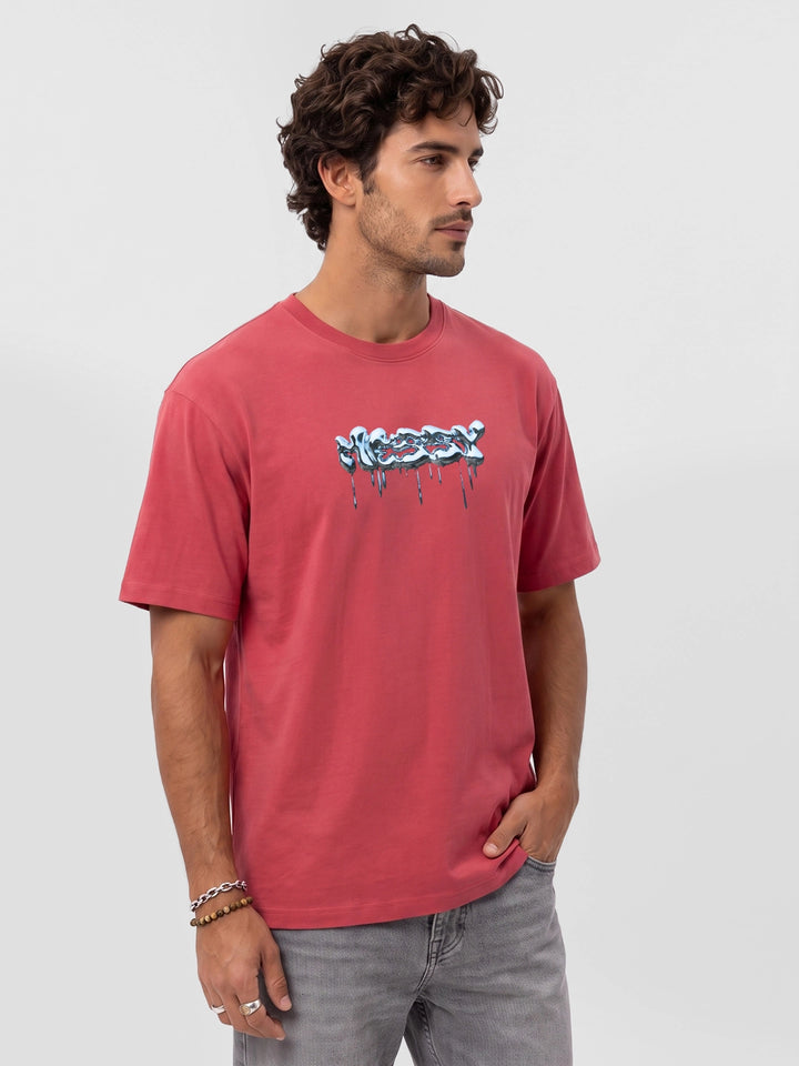 Classic Placement Printed T-Shirt | Red