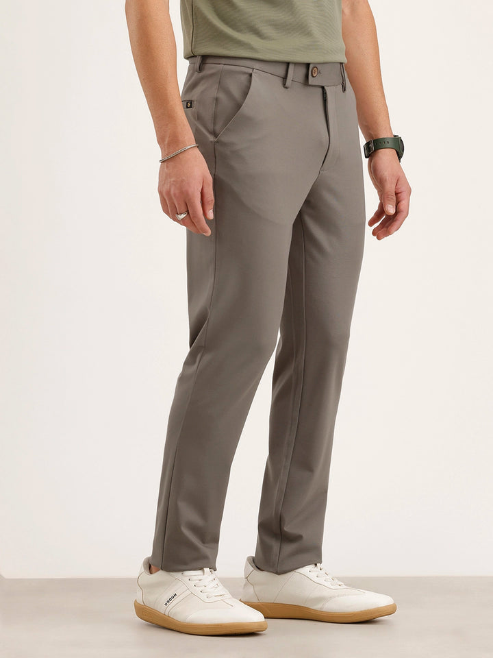 Slim Fit Solid Trouser | Green