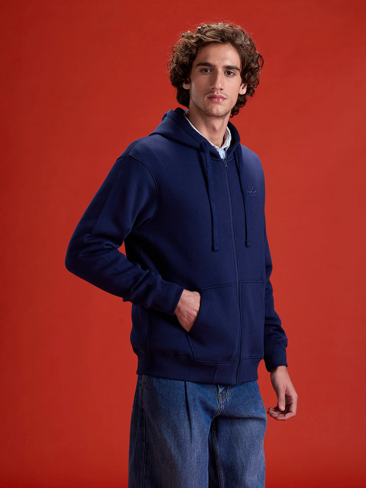Men’s Solid Zip-Up Hoodie Sweatshirt | Blue