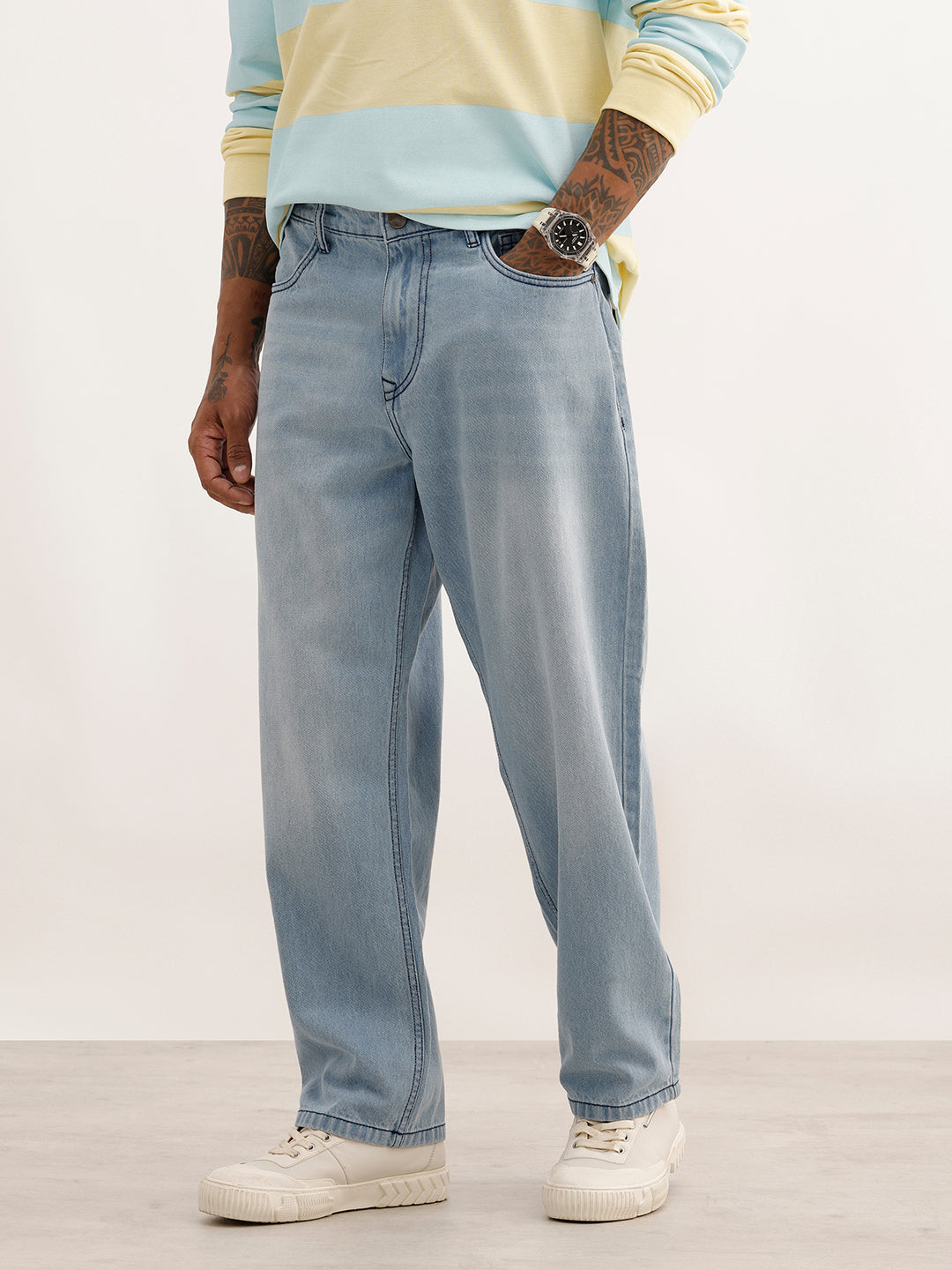 Faded Loose Fit Denim Jeans | Light Blue