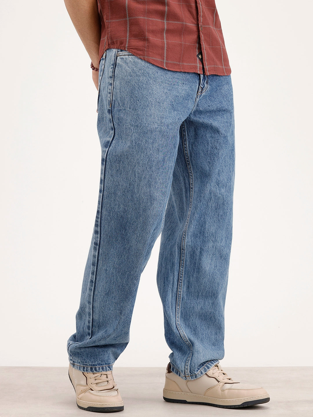 Loose Fit Washed Denim Jeans | Blue