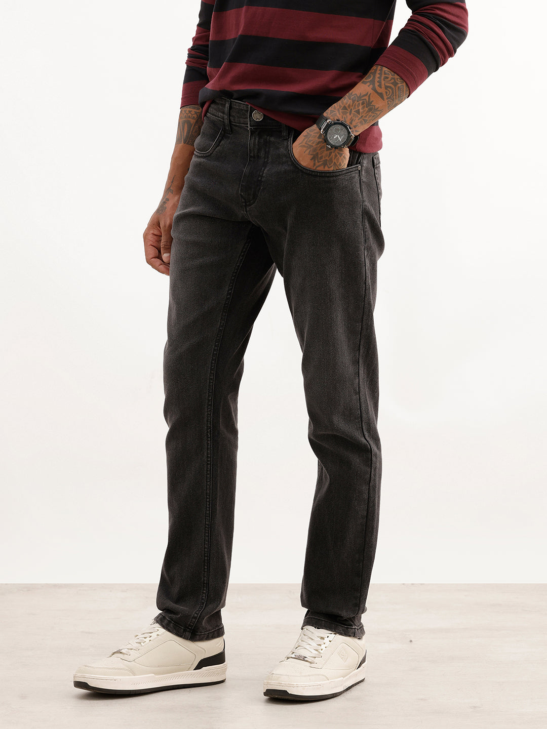 Faded Slim Fit Denim Jeans | Dark Grey
