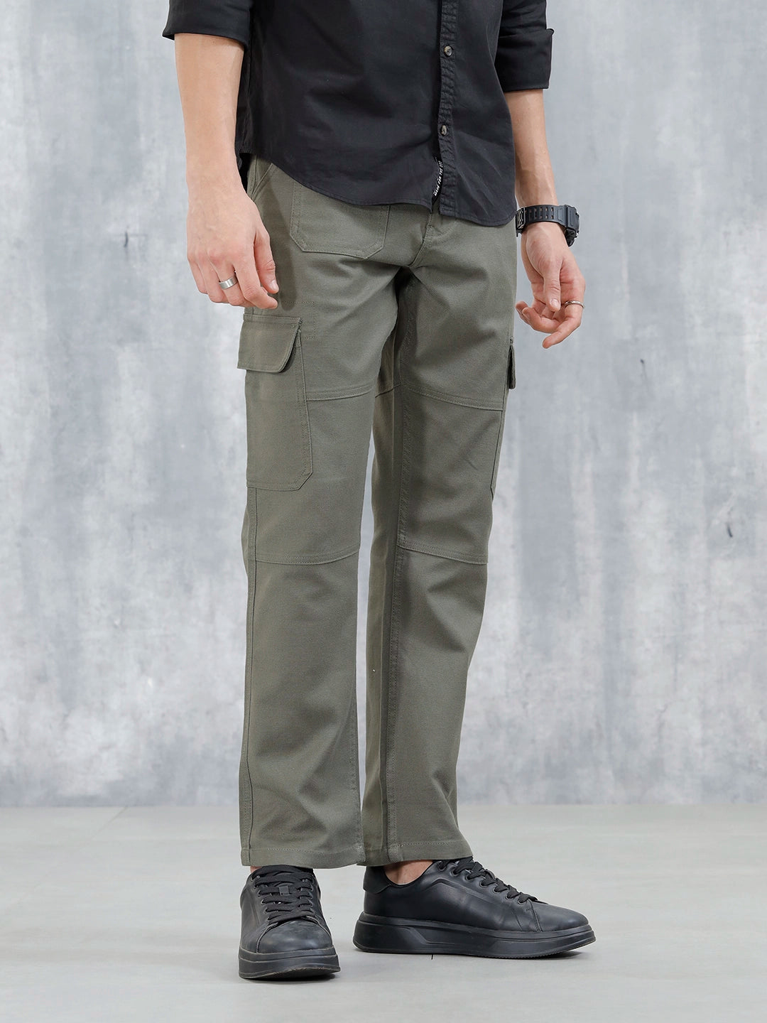 Men's Casual Relaxed Fit Cargo Trousers | Green