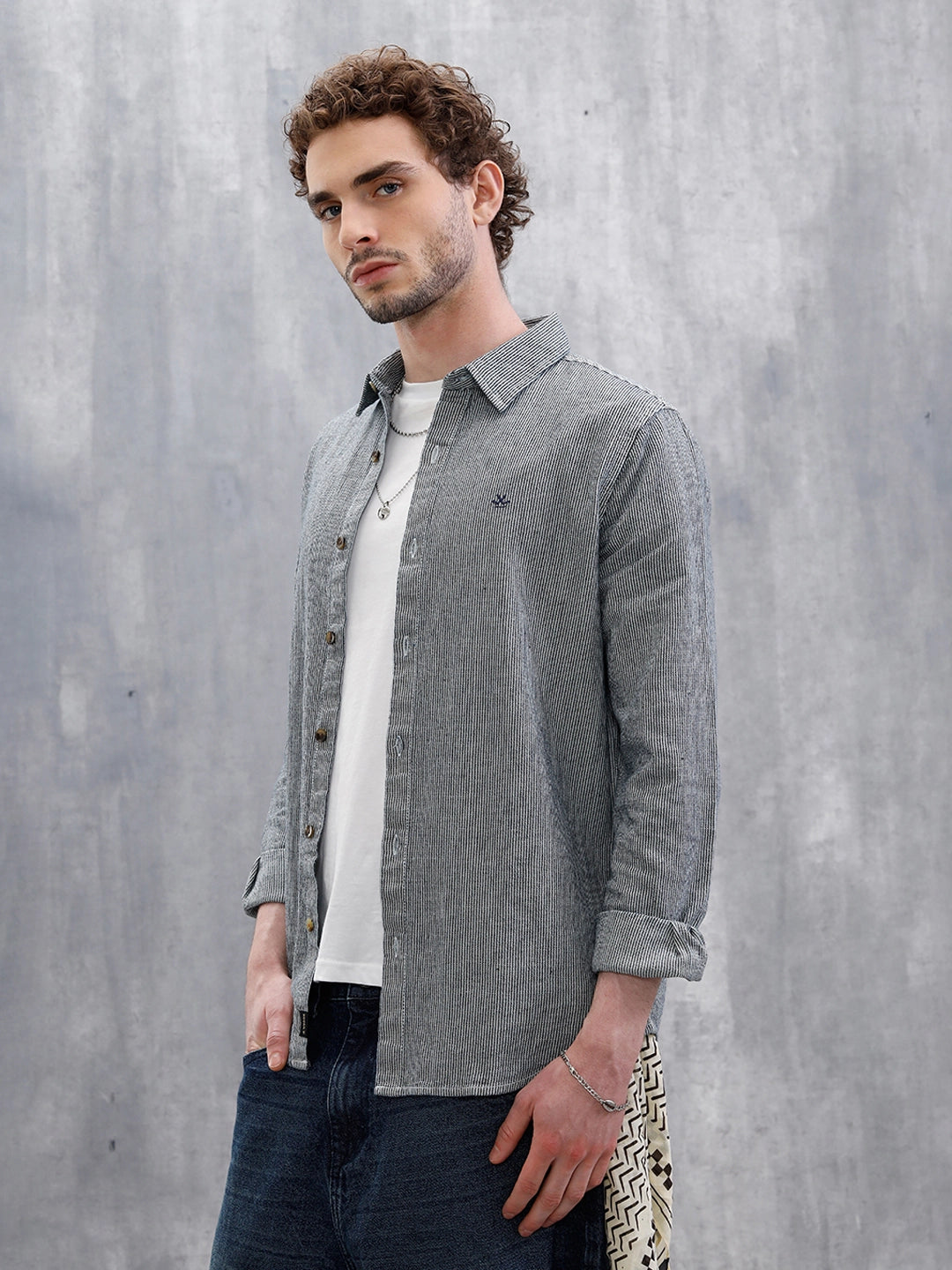 Indigo Micro Striped Shirt | Black