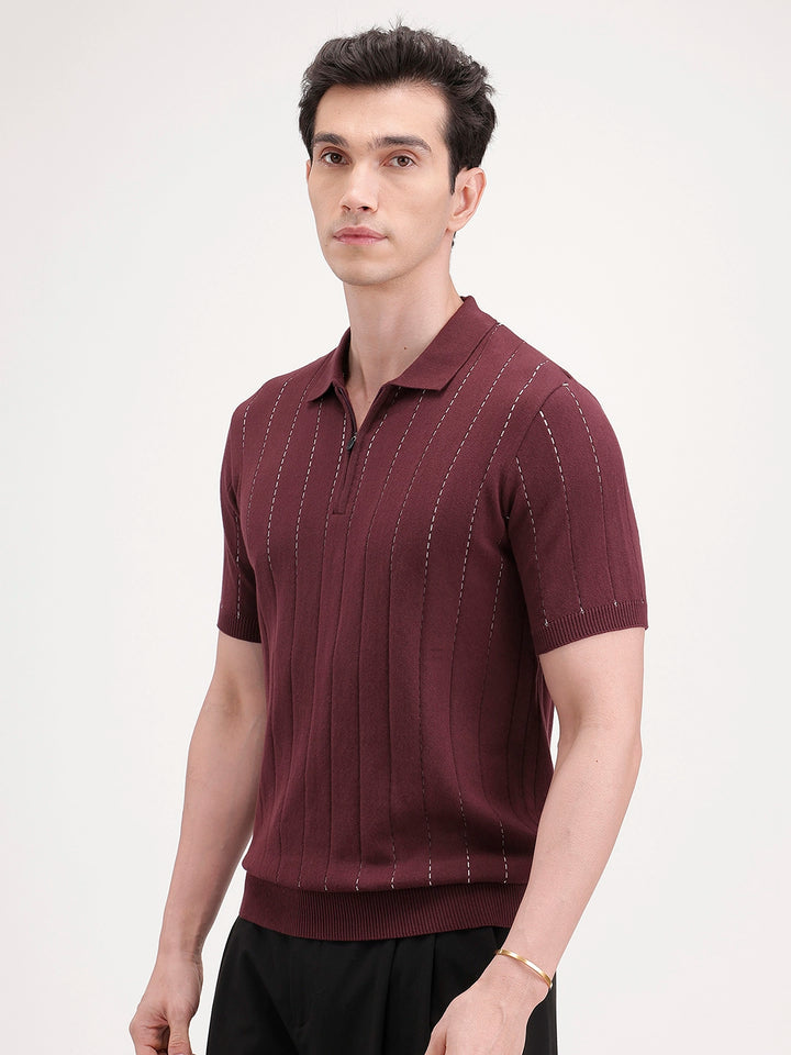 Slim Fit Polo T-Shirt | Maroon