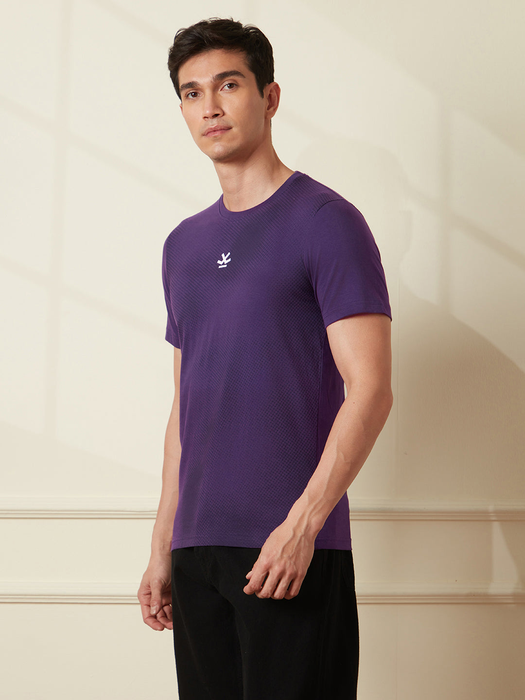 Panel Printed Purple T-Shirt