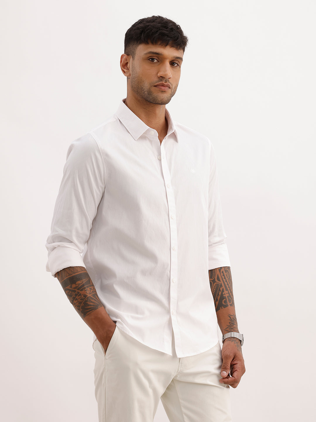 Solid Slim Fit 100% Cotton Shirt | Pink