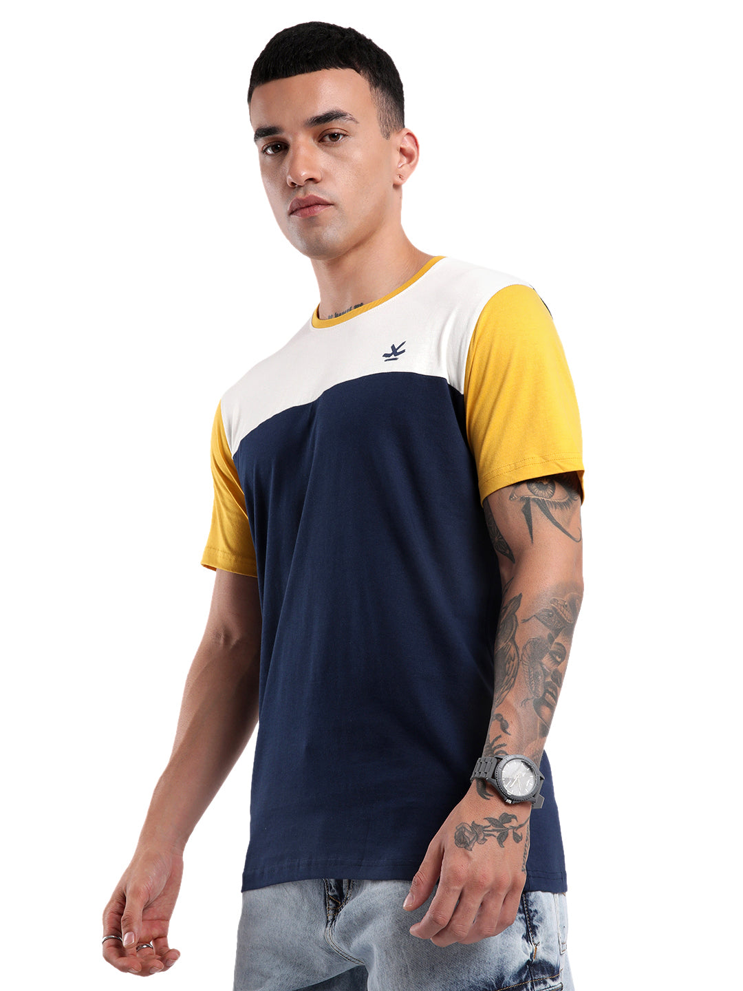 Navy Swerve Colourblocked T-Shirt