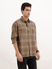 Oversized Double Pocket Checkered Shirt | Brown