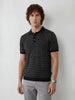 Slim Fit Striped Polo T-Shirt | Black