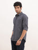 Slim Fit Checkered Full Sleeve Shirt | Navy Blue