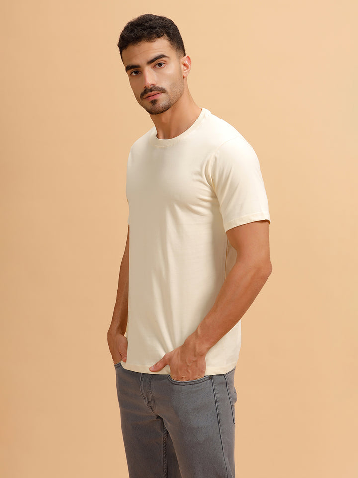 Printed Slim Fit T-Shirt | Beige