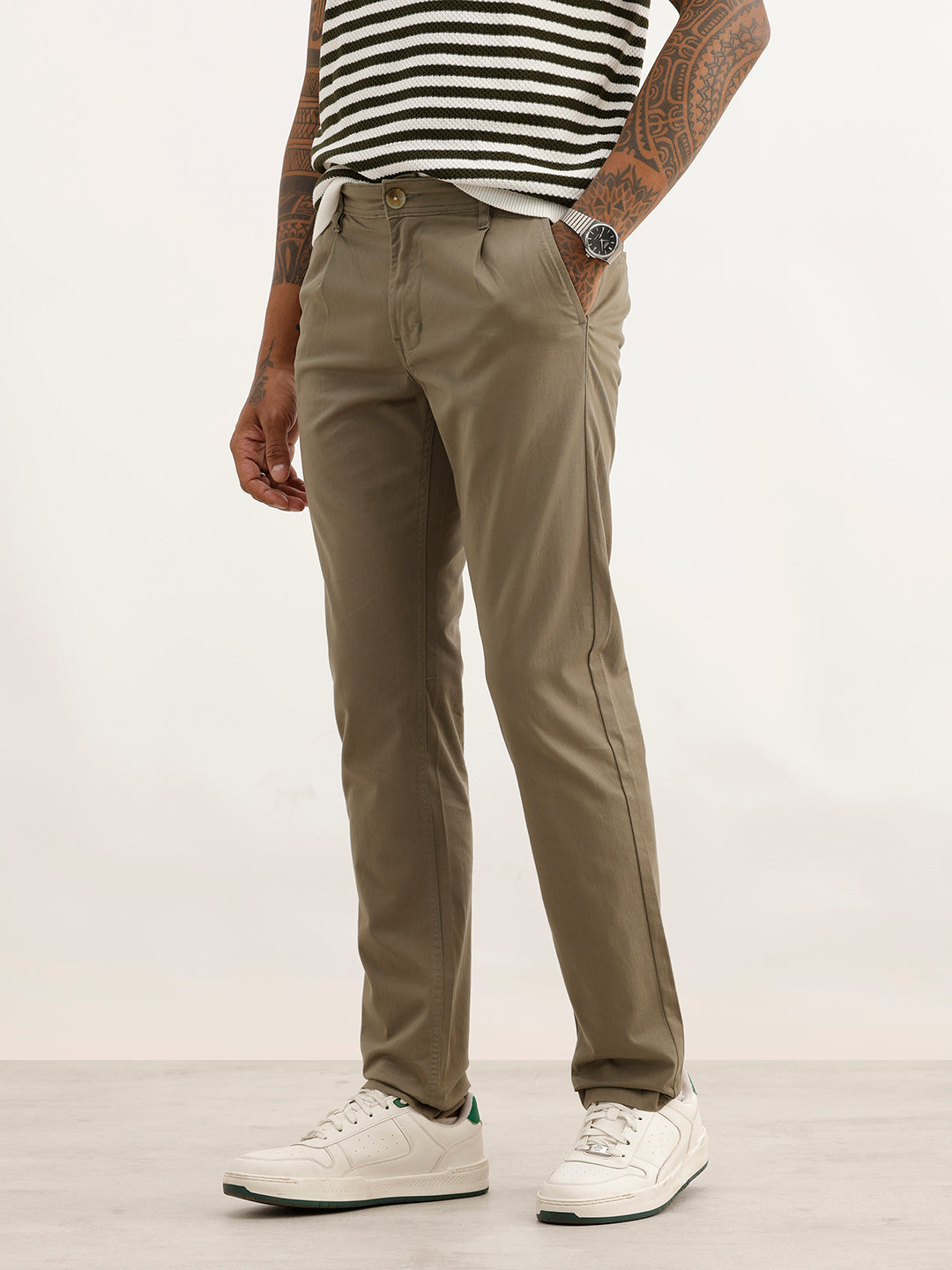 Classic Solid Slim Fit Trouser | Olive