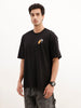 Oversized Emroidered Patch Detail T-Shirt | Black