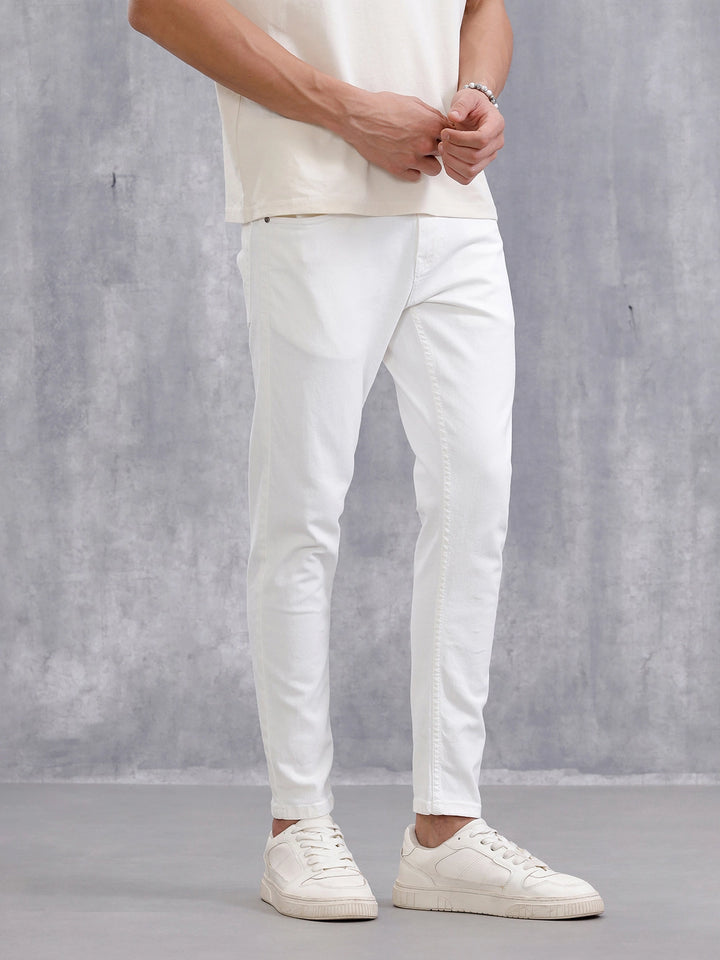 Solid Skinny Crop Jeans | White