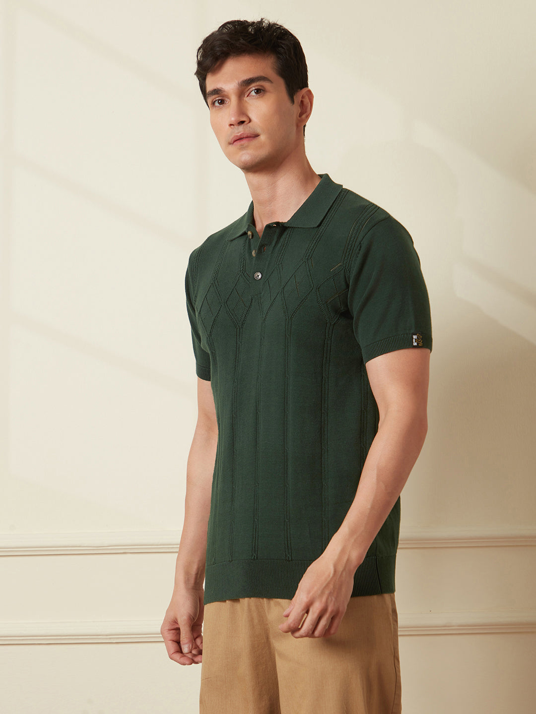 Premium Textured Flat Knit Polo T-Shirt