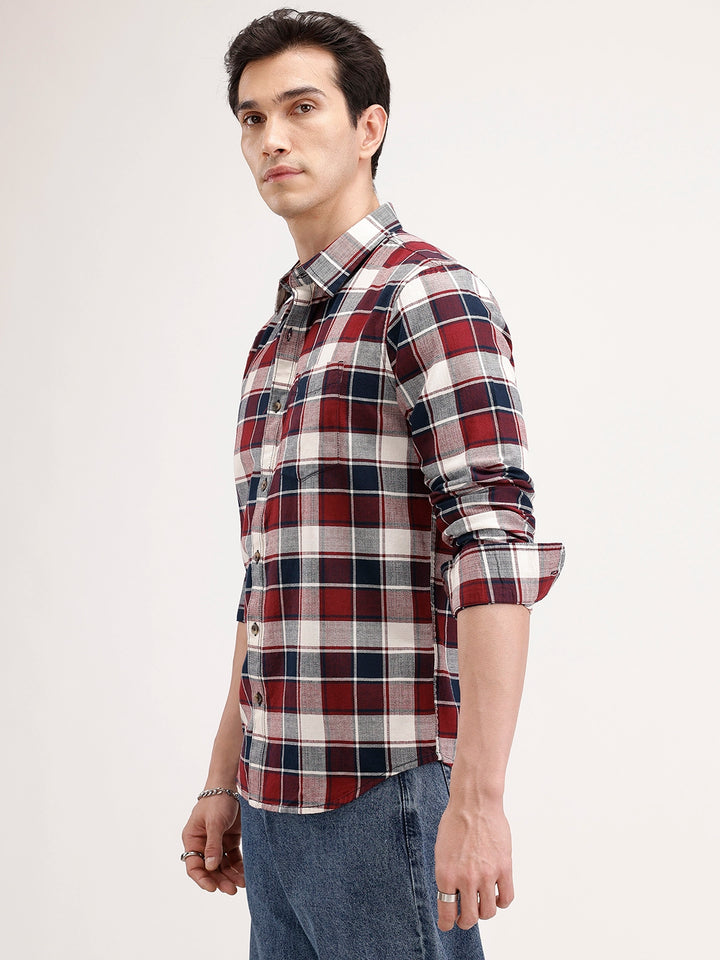Slim Fit Checkered Shirt | Red