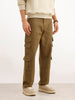 Solid Loose Fit Cargo Trouser | Olive | WTR0100LS5118W