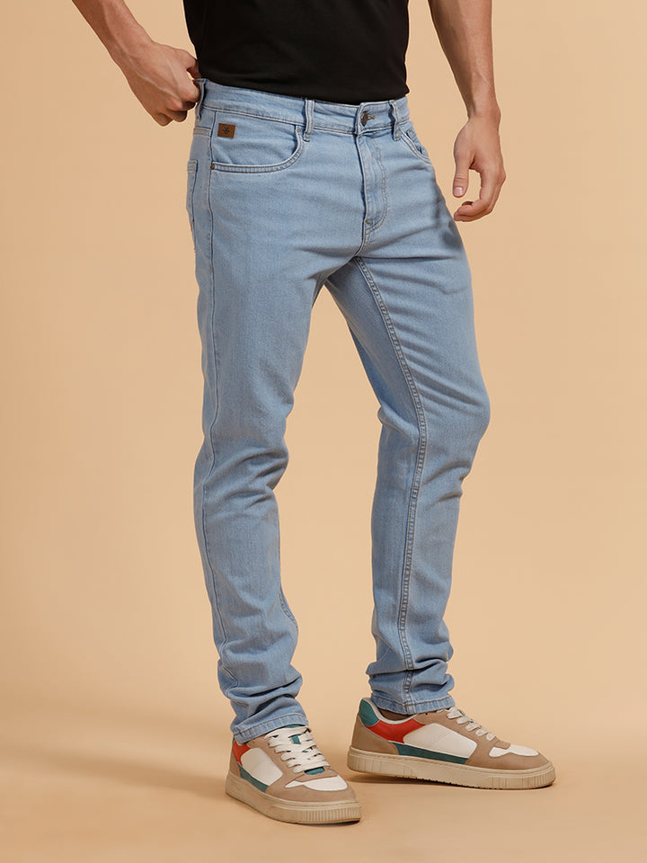 Solid Heavy Fade Slim Fit Jeans | Light Blue