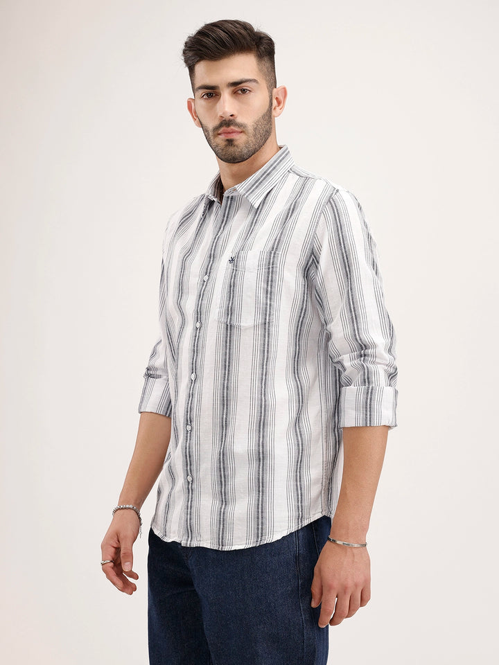 Classic Slim Fit Striped Shirt | White