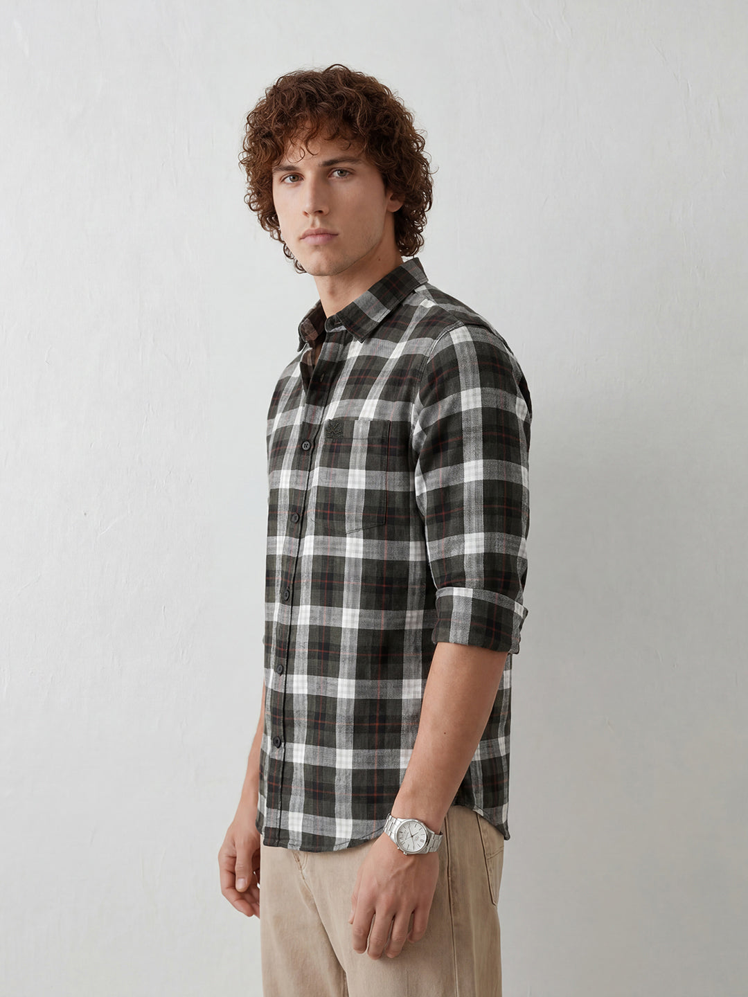Regular Fit Checkered Shirt | Black
