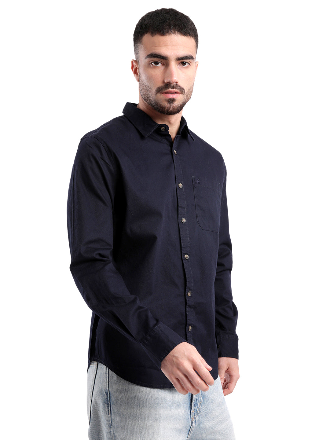 Solid Navy Twill Spoyl Shirt