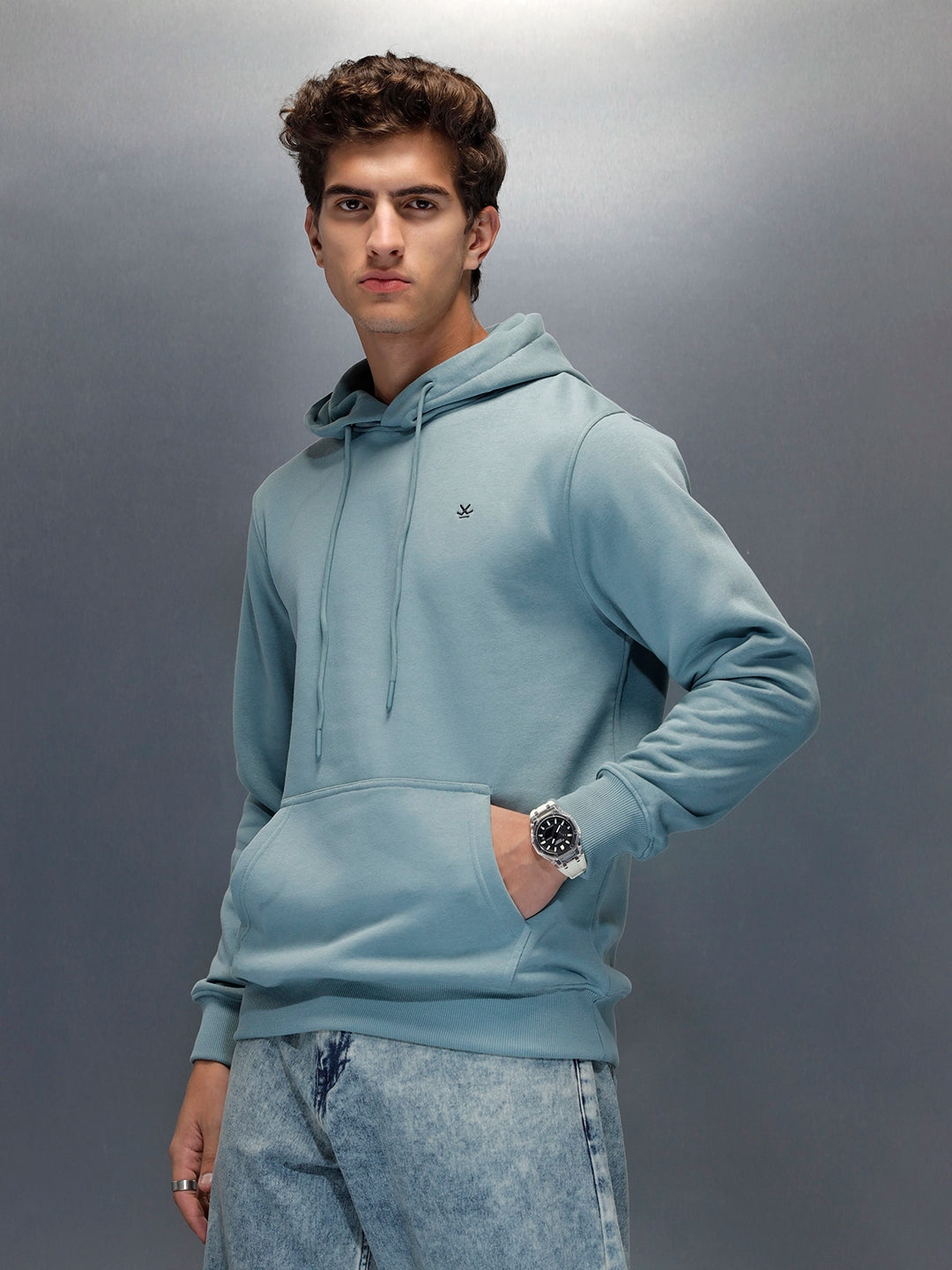 Men's casual hooded sweatshirt | Light blue