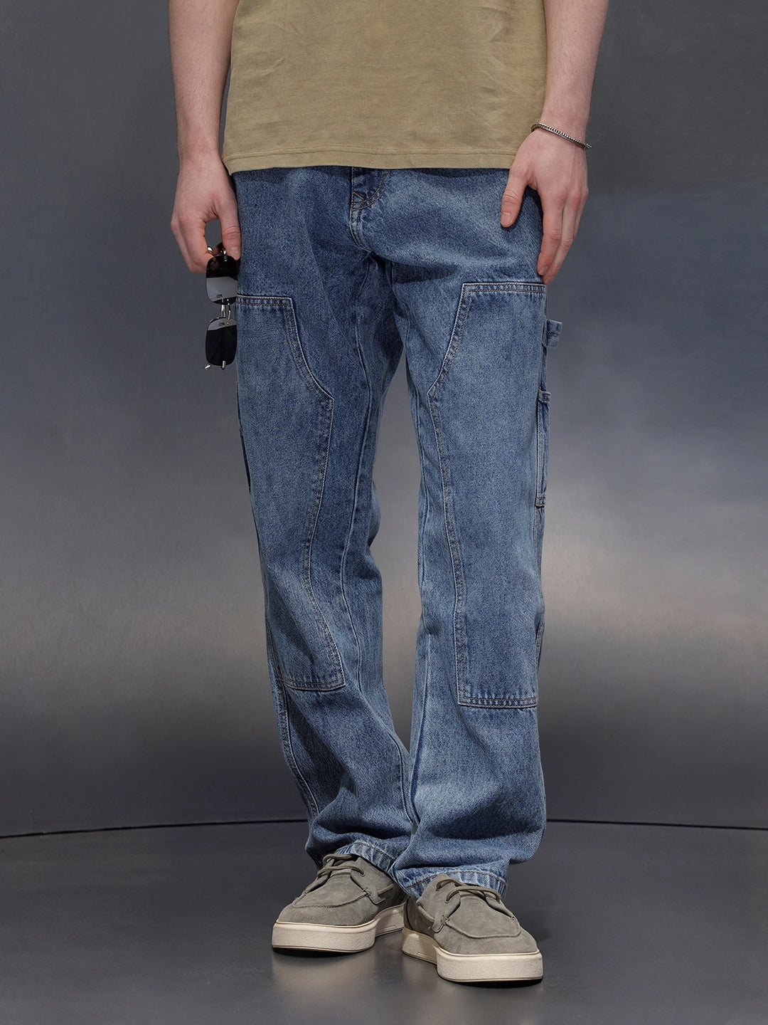 Mid-Wash Indigo Carpenter Fit Jeans | Mid Blue