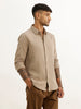 Solid Slim Fit 100% Cotton Shirt | Khaki