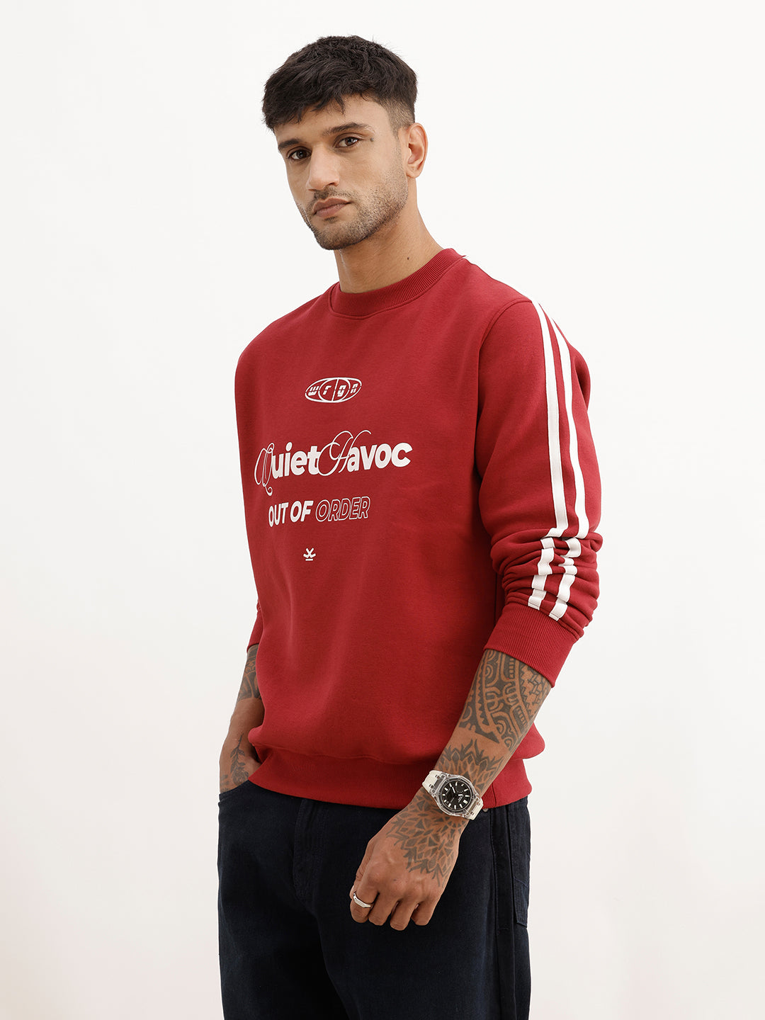 Classic Placement Printed Sweatshirt | Red