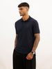 Slim Fit Contrast Collar Polo T-Shirt | Navy Blue