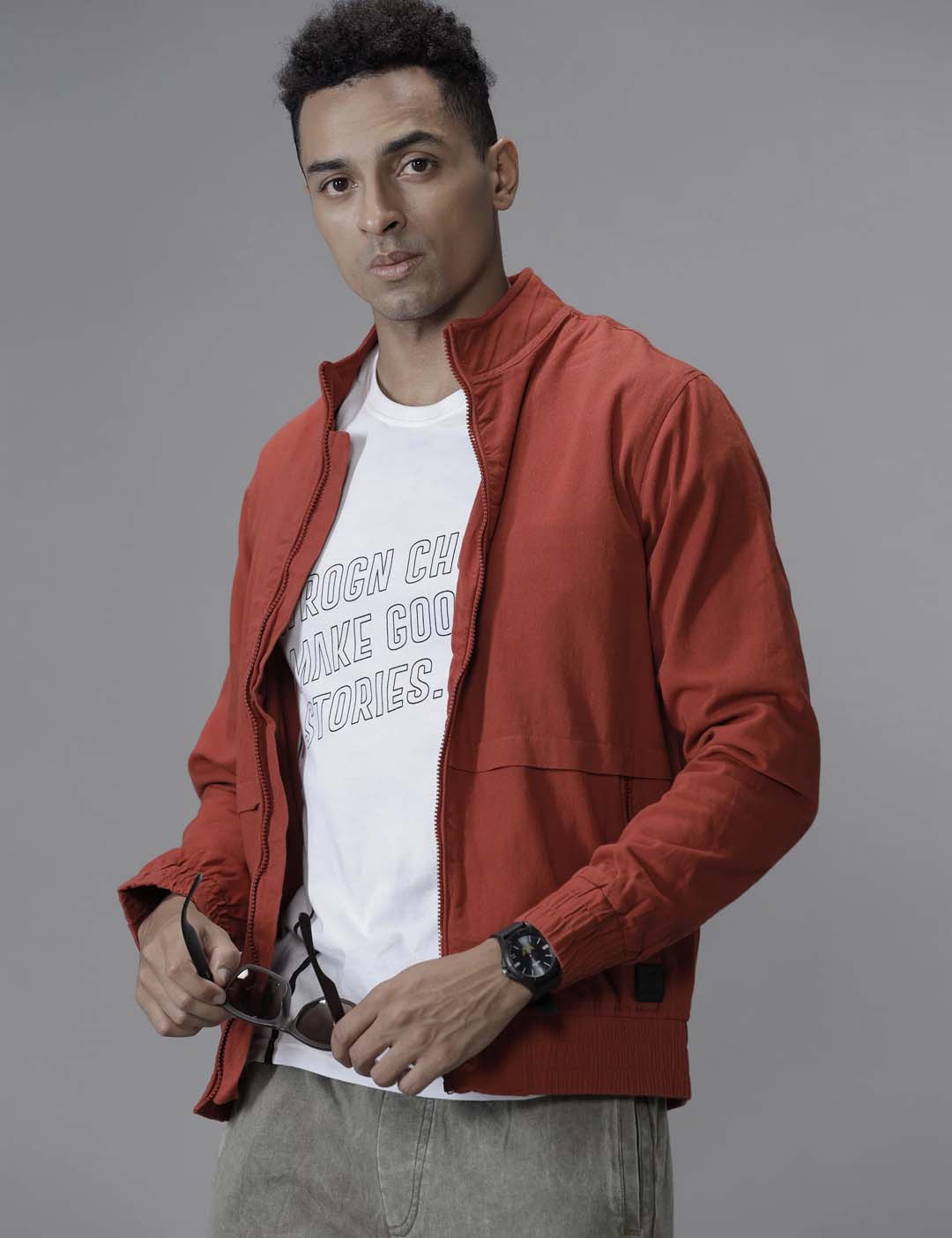 Red Sway High Neck Jacket